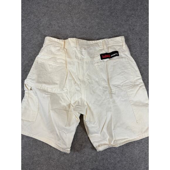 VINTAGE Indurall Paints Shorts Mens Size 38 Cream Workwear Carpenter Utility - Picture 2 of 5
